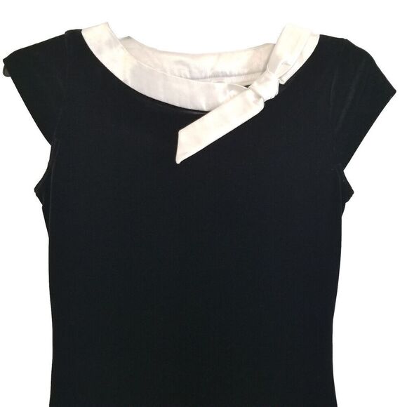 Vintage Componix Womens Small Dress Black Velour White Collar Capsleeve Holiday - Picture 3 of 4